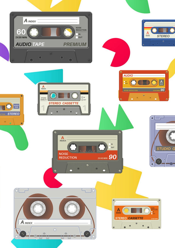 Cassette art print 80's inspired Pac Man Tetris 80s 90s 90's | 80s | Totalposter