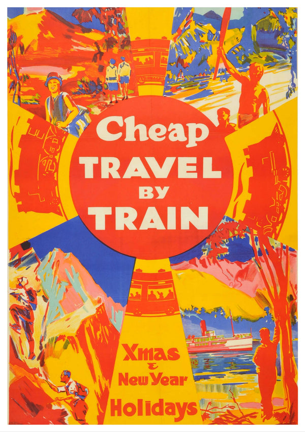 Póster de viaje vintage | Viajar en Tren | Estilo art déco