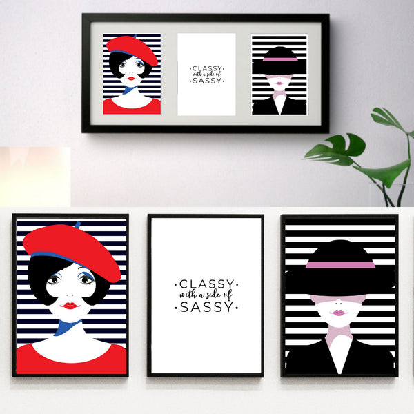 Classy with a side of Sassy - pack of 3 Chic prints contemporary word art | Home Decor | Totalposter