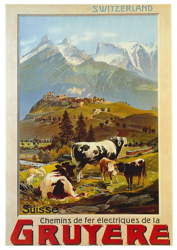 Vintage Travel Poster | Gruyere | Switzerland | | Art Nouveau style