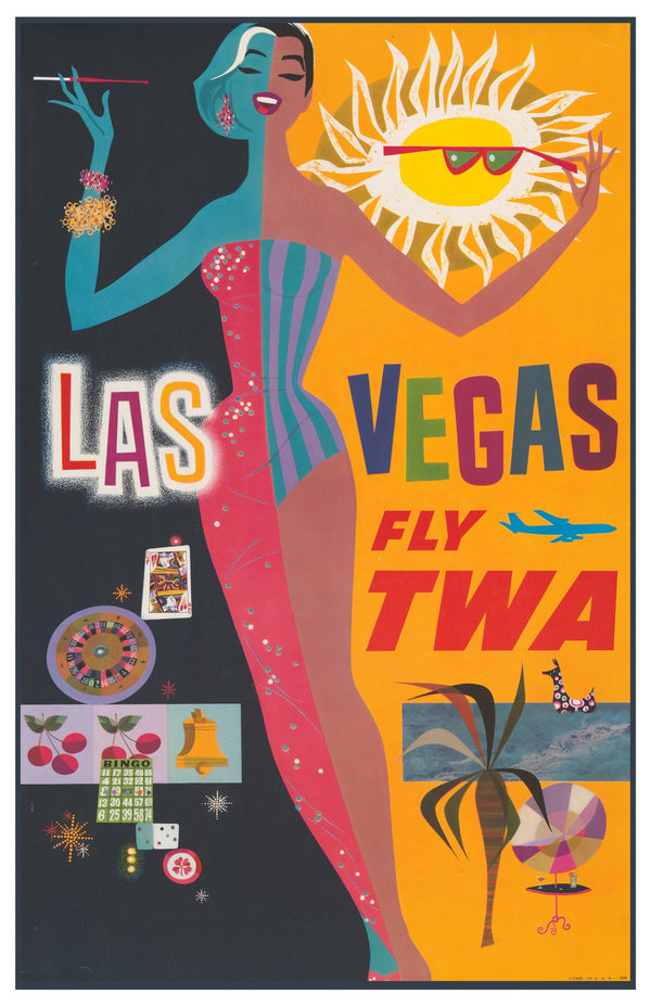 Las Vegas TWA Airline | Art deco style | Vintage Travel Poster