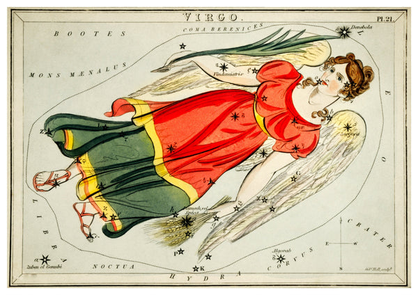 Ilustración del zodiaco Virgo vintage | Decoración del hogar | cartel total
