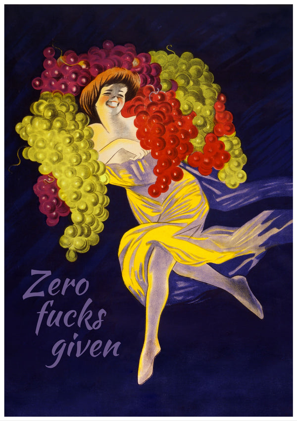 Zero Fucks dado vino/uvas | Jurar | Impresión de estilo victoriano | cartel total