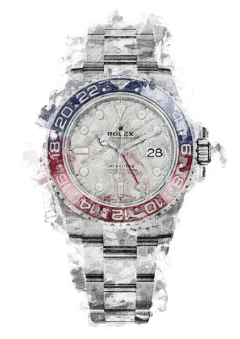 Rolex GMT 2 Pepsi White Gold Meteorite Dial | Watch Art Posters