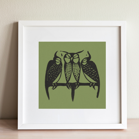 Gerrit Willem Dijsselhof impresiones de arte vintage - 3 búhos | Decoración del hogar | cartel total 