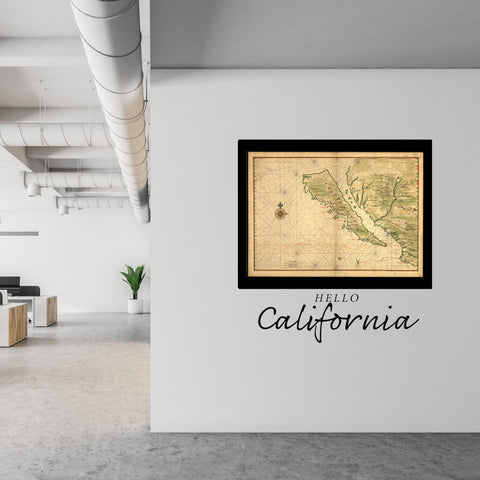Antiguo mapa histórico de California como isla de Joan Vinckeboons alrededor de 1650 - costa de EE. UU. - impresión/póster de arte mural | cartel total