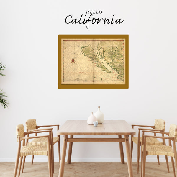 Old historic map of California as an island by Joan Vinckeboons in around 1650 - coastline USA - wallart print/poster | Totalposter
