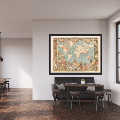 Un antiguo mapa vintage del Imperio Británico en 1886 como impresión | El Imperio Británico en 1886 Póster Mapas | cartel total