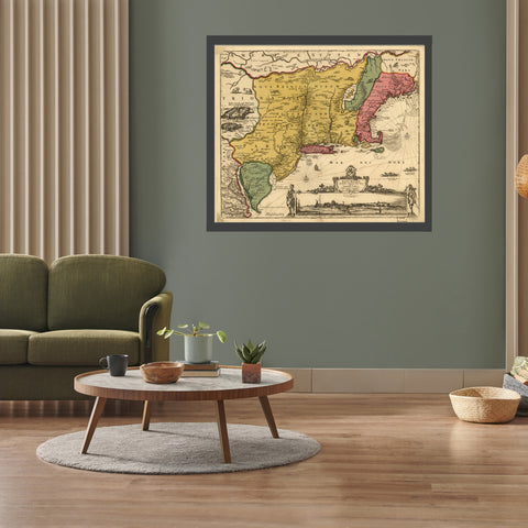 Antiguo mapa histórico de Holanda/Países Bajos | Mapas | cartel total