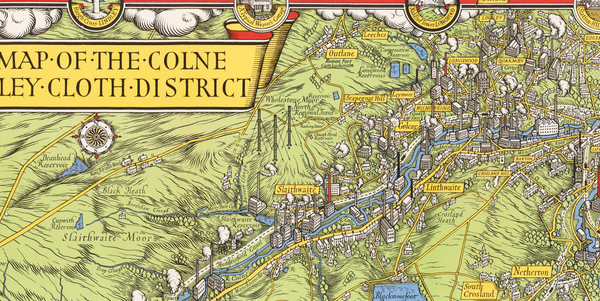 Vintage Map of the Colne Valley Cloth District | Yorkshire | Maps | Totalposter