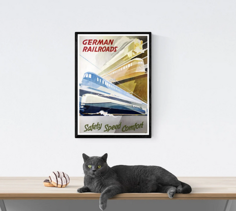 Vendimia | Viajes | Póster | Alemania | Ferrocarril | arte | Decoración | estilo