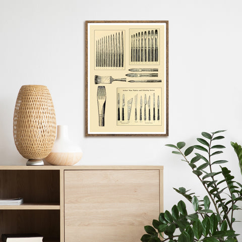 Pinceles de suministros de arte vintage | Ilustraciones | cartel total