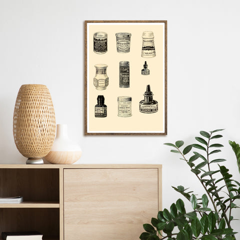 Tinta para suministros de arte vintage | Ilustraciones | cartel total