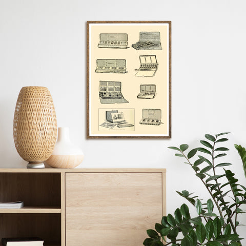 Pinturas de suministros de arte vintage | Ilustraciones | cartel total