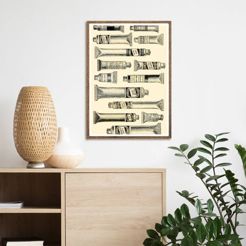 Suministros de arte vintage tubos de pintura | Ilustraciones | cartel total