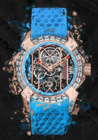 Jacob & Co Epic X Chrono Gold & Diamonds Sky Blue | Watch Poster Art