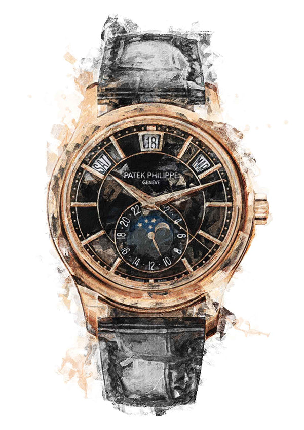 Patek Philippe Annual Calendar Moonphase Rose Gold 5205R with  classic black lacquered dial & rose gold case 