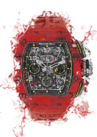 Richard Mille Red Automatic flyback Chronograph | Watch Art Posters