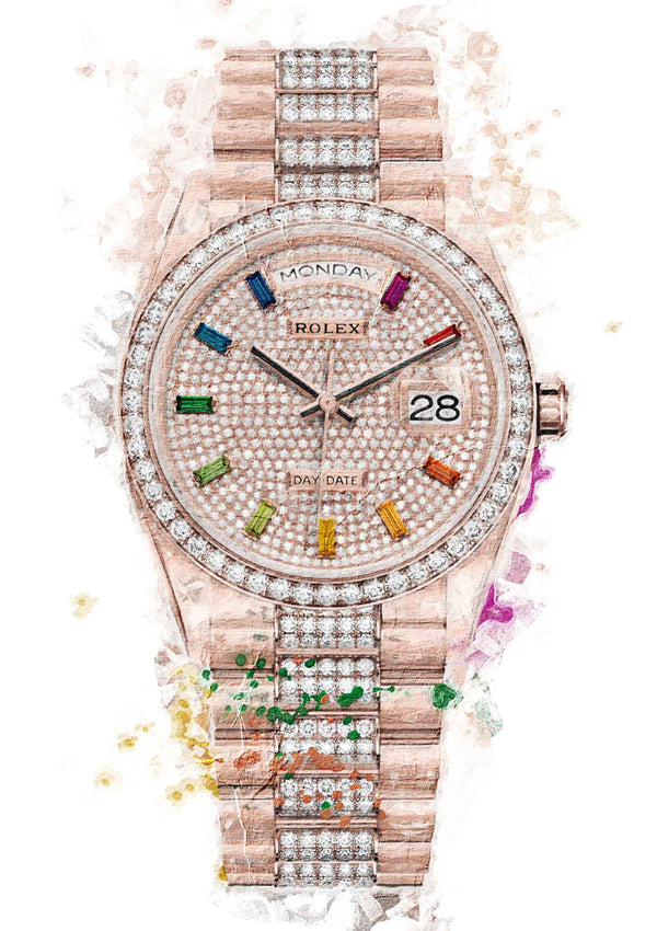 Rolex Day Date Rainbow with Diamonds Hour Markers, Diamonds Dial, Diamonds Bezel & Diamonds Bracelet