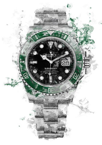 Rolex Submariner Starbucks Kermit | Watch Art Posters