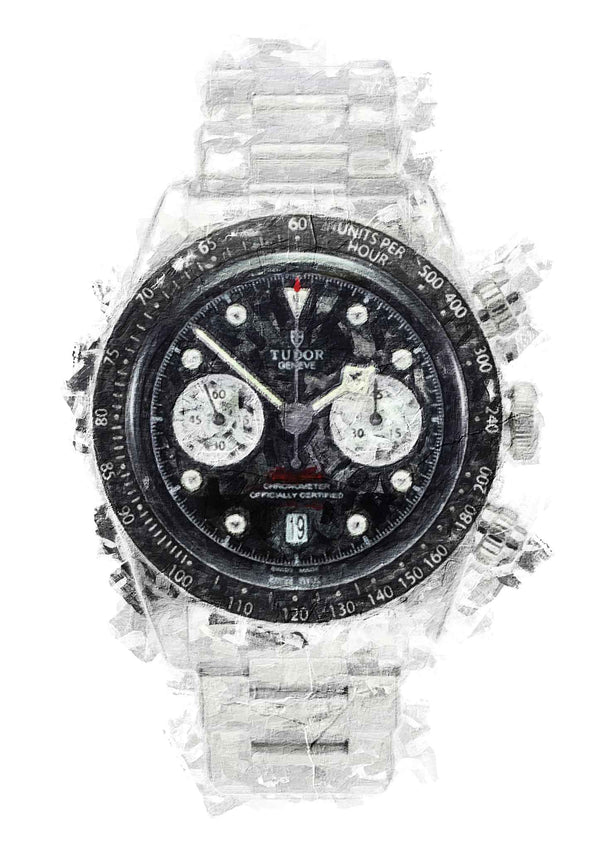 Tudor Black Bay Panda Chronograph with black dial, bezel & steel bracelet