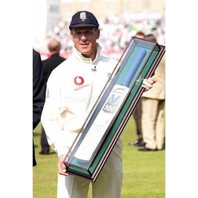 Alec Stewart is presented with a Cricket Bat on his last test at the Npower Fifth Test - England v South Africa at the Oval | TotalPoster