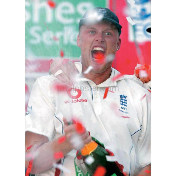 Andrew Flintoff celebrates regainng the Ashes after victory in the 5th npower Test between England and Australia at the Oval | TotalPoster