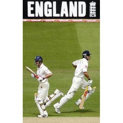 Andrew Strauss and Alastair Cook in action during the first npower cricket test match between England and the West Indies | TotalPoster