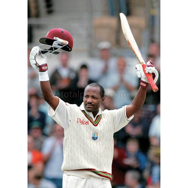 Brian Lara celebrates becoming the most prolific run scorer in the history of the game during the second day of the third test West Indies v Australia | TotalPoster