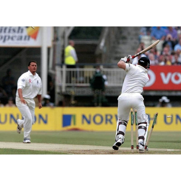 Darren Gough bowls Michael Slater during the 2nd day of the npower Ashes first test match between England v Australia at Edgbaston | TotalPoster