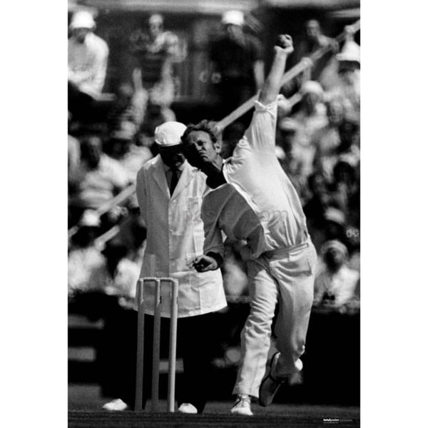 Derek Underwood in action during the Ashes cricket test series at Old Trafford | TotalPoster