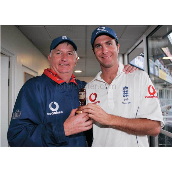 Duncan Fletcher and Michael Vaughan after regaining the Ashes and victory in the 5th npower test against Australia at the Oval | TotalPoster