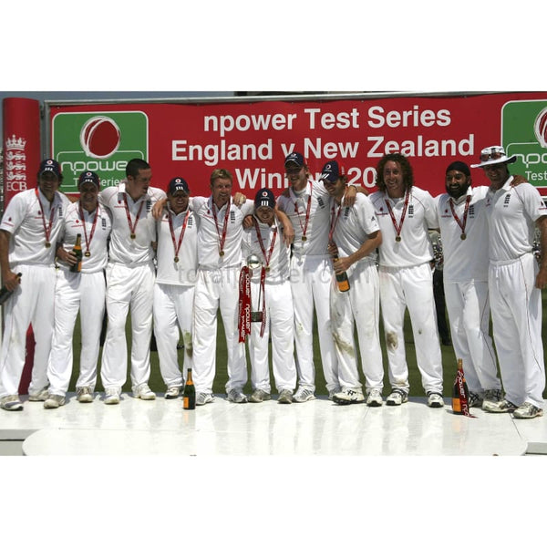 England team celebrate with the trophy after victory in the npower cricket test series against New Zealand | TotalPoster