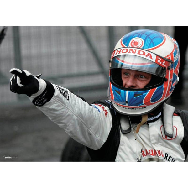 Jenson Button / Honda F1 celebrates victory in the Hungarian Grans Prix | TotalPoster