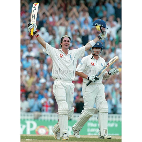 Kevin Pietersen celebrates his maiden test century during the 5th Ashes npower Test between England and Australia | TotalPoster