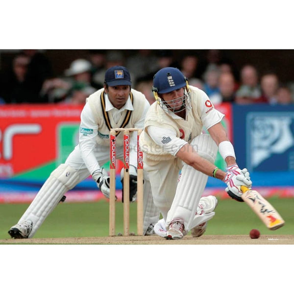 Kevin Pietersen reverse sweeps the ball for six during the England v Sri Lanka 2nd npower test at Edgbaston | TotalPoster