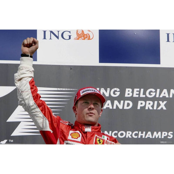 Kimi Raikkonen / Ferrari F1 celebrates victory in the Belgian Grand Prix at Spa | TotalPoster
