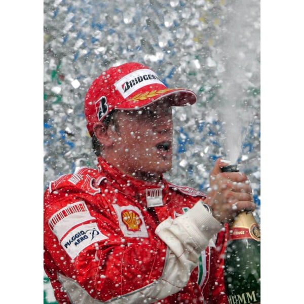 Kimi Raikkonen / Ferrari F1 celebrates victory in the Brazil Grand Prix and the 2007 World Drivers Championship | TotalPoster