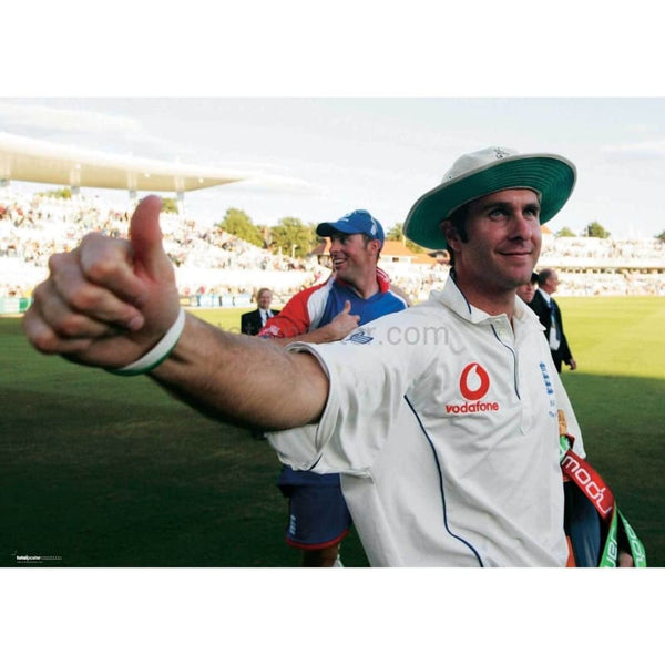 England v Australia 2005 Ashes Fourth Test at Trent Bridge - England captain Michael Vaughan celebrates at the end after winning | TotalPoster