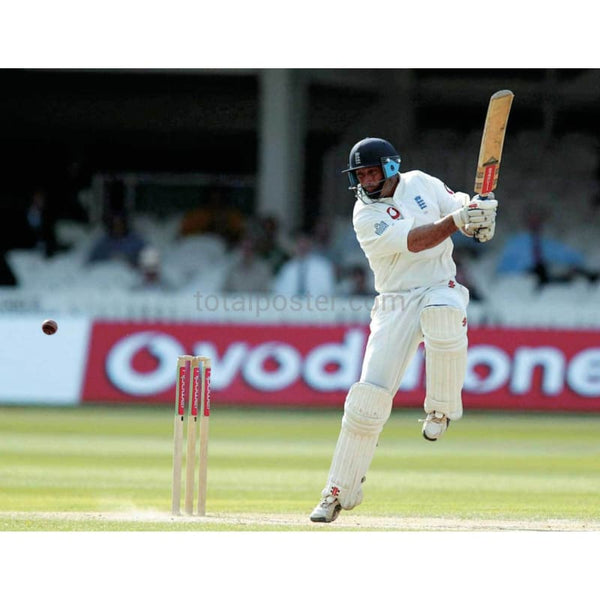 Nasser Hussain cuts for four during the England v New Zealand npower First Test at Lords | TotalPoster