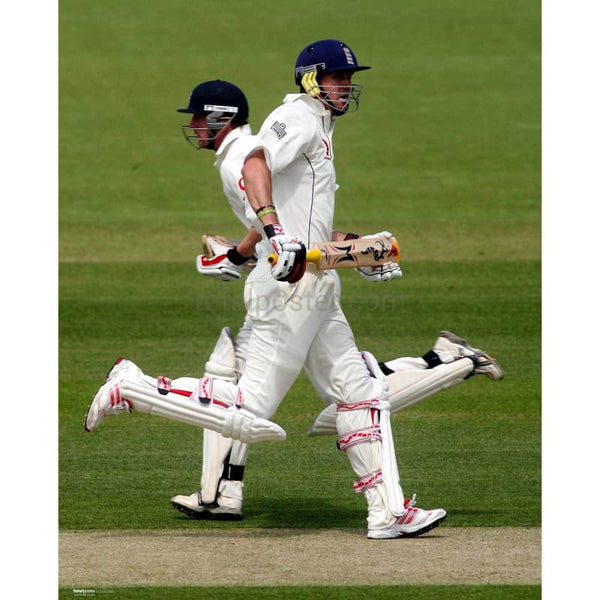 Paul Collingwood and Kevin Pietersen in action during the first test between England and Sri Lanka at Lords Cricket Ground | TotalPoster