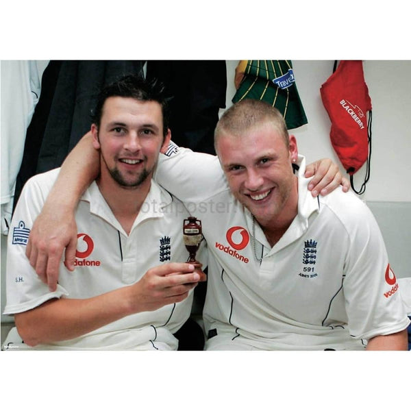 Steve Harmison and Andrew Flintoff celebrate after regaining the Ashes and victory in the 5th npower test against Australia at the Oval | TotalPoster