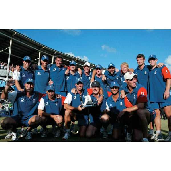 The England Team celebrate after victory in the Fourth Test between England and the West Indies in Antigua | TotalPoster