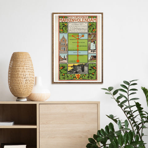 Póster de viaje vintage | Mercados de Ámsterdam a Londres | Países Bajos | Londres | Holanda