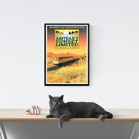 Póster de viaje vintage | Los Ángeles | miami | Estados Unidos | Amtrak | Ferrocarriles | estilo art déco