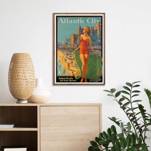 Póster de viaje vintage | Ciudad Atlántica | Nueva Jersey | Estados Unidos | Art Nouveau