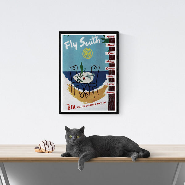 BEA Fly South | Vintage Travel Poster  | Airline | Travel | Totalposter