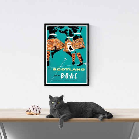 BOAC Escocia | Póster de viaje vintage | Aerolínea | Viajes | cartel total