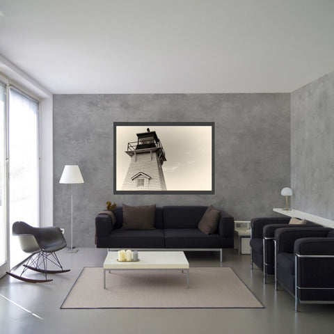 Faro blanco y negro | Paisaje marino | cartel total