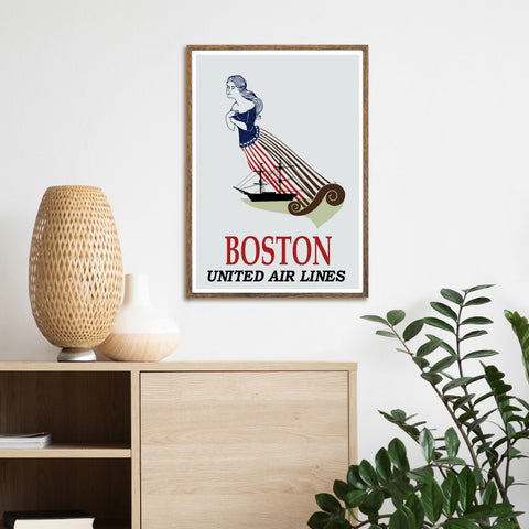 Póster de viaje vintage | Boston | Massachusetts | Estados Unidos | Arte deco